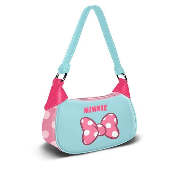 Minnie - Sac à main bandoulière fantaisie avec ruban en PVC et polyester, 1 compartiment à fermeture, dimensions 14.5x21.5x8 cm - Karactermania