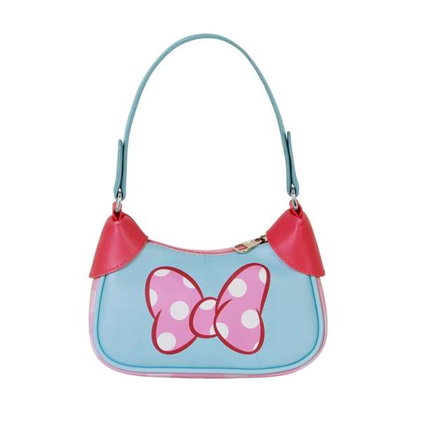 Minnie - Sac à main bandoulière fantaisie avec ruban en PVC et polyester, 1 compartiment à fermeture, dimensions 14.5x21.5x8 cm - Karactermania