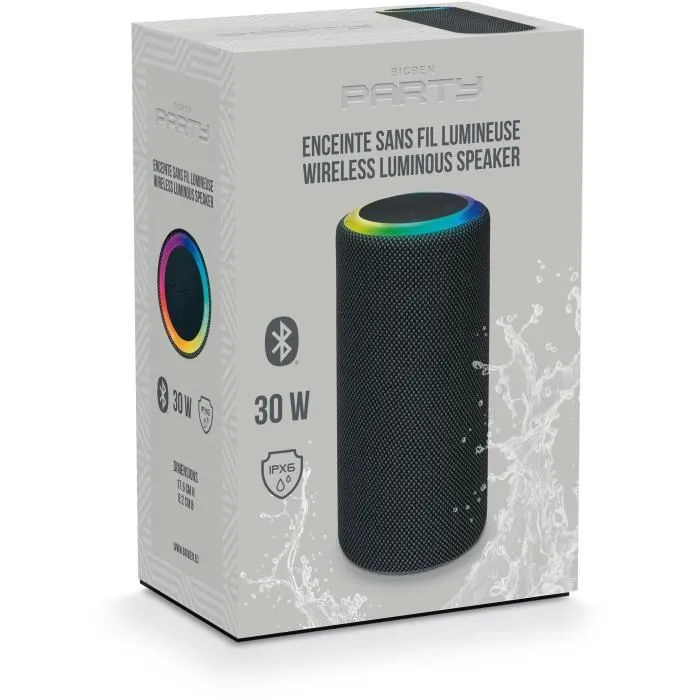 Bigben Interactive Party Mainstream 2 - Enceinte Bluetooth sans fil, 30W, son 360°, IPX6, effets lumineux, recharge USB-C, autonomie 8h Bigben Interactive Party Mainstream 2 - Enceinte Bluetooth sans fil, 30W, son 360°, IPX6, effets lumineux, recharge USB-C, autonomie 8h