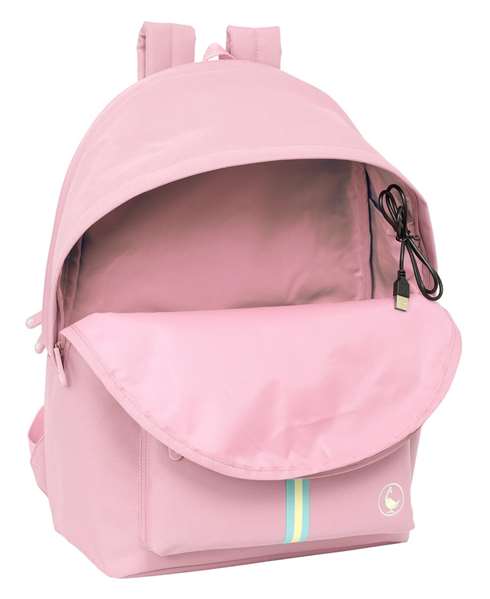 El Ganso Basics Sac à dos double pour ordinateur portable 15.6" avec port USB, rose, 31x44x18 cm