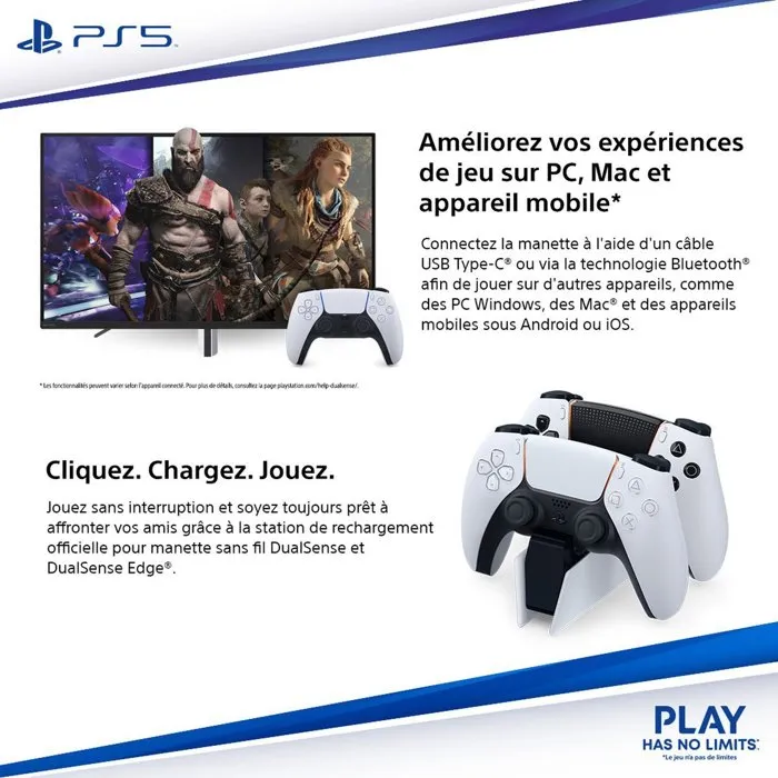 Sony Manette sans fil DualSense Cobalt Blue pour PS5 et PC avec retour haptique et micro intégré