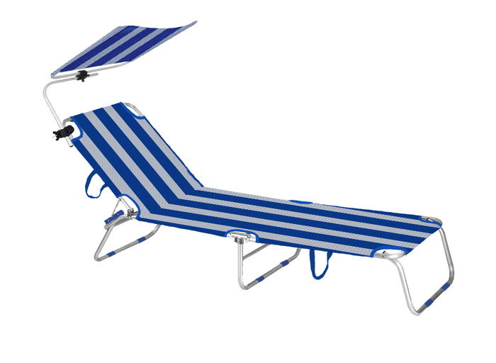 Marbueno Parasol Inclinable Aluminium avec Rayures Bleues et Blanches pour Plage et Piscine 51x54x37 cm 10437