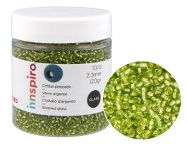 Innspiro Perles de Rocaille en Verre Rond Argenté Vert Avocat 2,3mm 120g