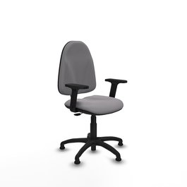 Chaise Algarra Contact permament de base Cuir écologique Gris Structure polyamide noire Accoudoir 2D Sans appui-tête Patins de chaises