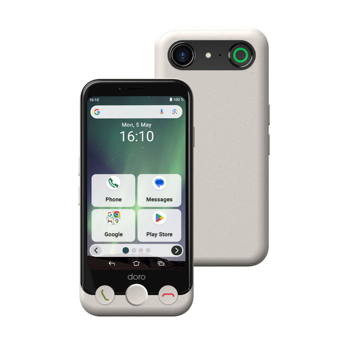 Doro Aurora A10 Smartphone 4,5" 4G 4+64GB Bone - Écran HD, Bouton SOS, Batterie 3000 mAh, Android 14, Double SIM Doro Aurora A10 Smartphone 4,5" 4G 4+64GB Bone - Écran HD, Bouton SOS, Batterie 3000 mAh, Android 14, Double SIM