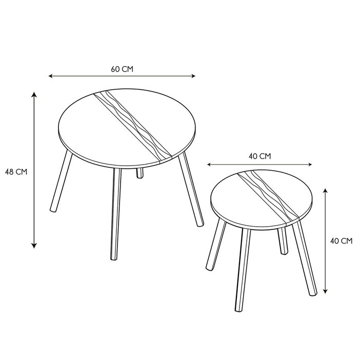 Home Deco Factory Jeu de 2 Tables Gigognes Rondes Bicolores Home Deco Factory Jeu de 2 Tables Gigognes Rondes Bicolores