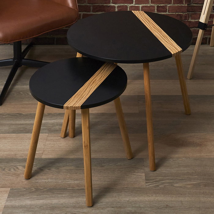 Home Deco Factory Jeu de 2 Tables Gigognes Rondes Bicolores Home Deco Factory Jeu de 2 Tables Gigognes Rondes Bicolores