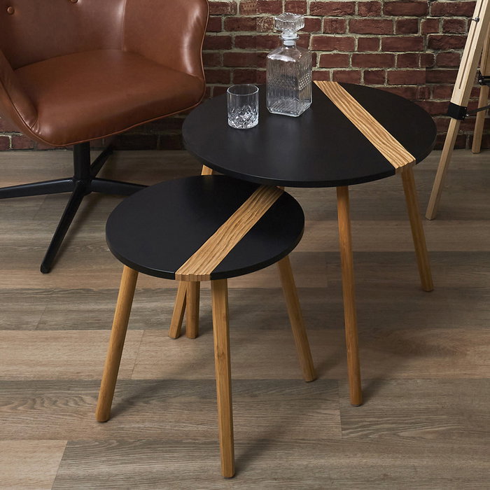 Home Deco Factory Jeu de 2 Tables Gigognes Rondes Bicolores Home Deco Factory Jeu de 2 Tables Gigognes Rondes Bicolores