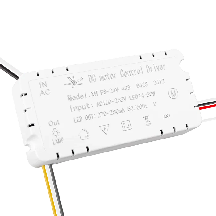 Ventilateur DC Blanc 59W 107cm 4 Pales Déployables avec Lumière LED 3 Températures (3000-4000-6000K) 6980lm, Fonction Été-Hiver, Intensité Réglable, Télécommande Incluse