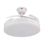 Ventilateur DC Blanc 59W 107cm 4 Pales Déployables avec Lumière LED 3 Températures (3000-4000-6000K) 6980lm, Fonction Été-Hiver, Intensité Réglable, Télécommande Incluse