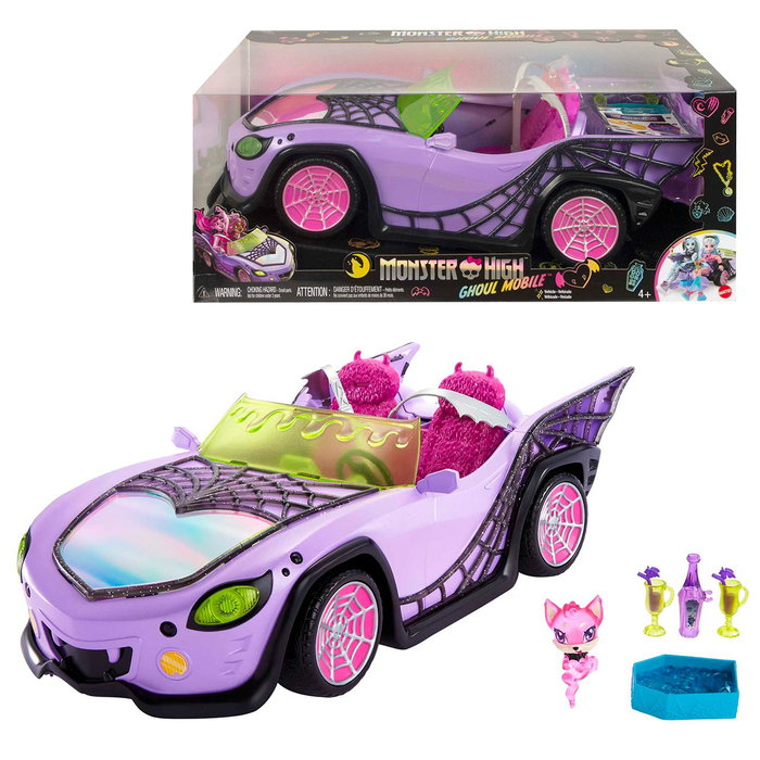 Mattel Monster High Ghoul Mobile Hhk63 - Voiture Jouet avec Capacité 4 Poupées - Accessoires Boissons et Mascotte Mattel Monster High Ghoul Mobile Hhk63 - Voiture Jouet avec Capacité 4 Poupées - Accessoires Boissons et Mascotte