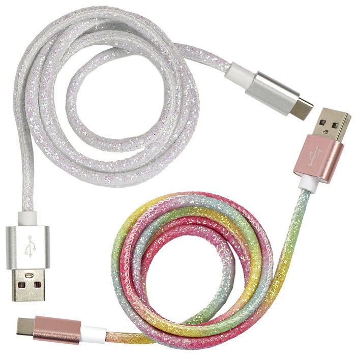 Be Mix Câble USB vers Type-C Pailleté de 1m