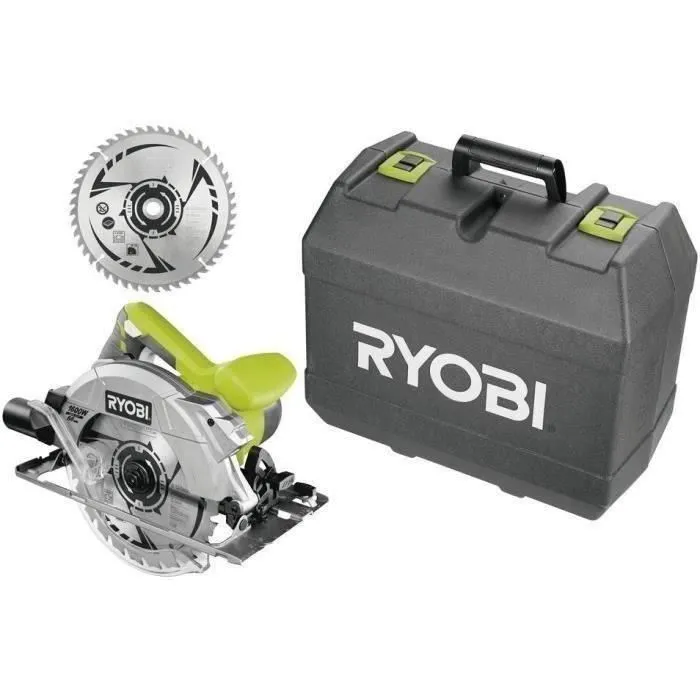 Ryobi RCS1600-K2B - Scie circulaire 1600 W avec laser, coffret de transport, guide parallèle, 2 lames 190 mm (24 & 48 dents) et clé de service Ryobi RCS1600-K2B - Scie circulaire 1600 W avec laser, coffret de transport, guide parallèle, 2 lames 190 mm (24 & 48 dents) et clé de service