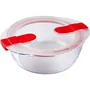 Pyrex Cook & Heat - Lot de 3 boîtes de conservation en verre rondes 1.1 L - Couvercle à valve vapeur spécial micro-ondes, résistance thermique -40°C à +350°C
