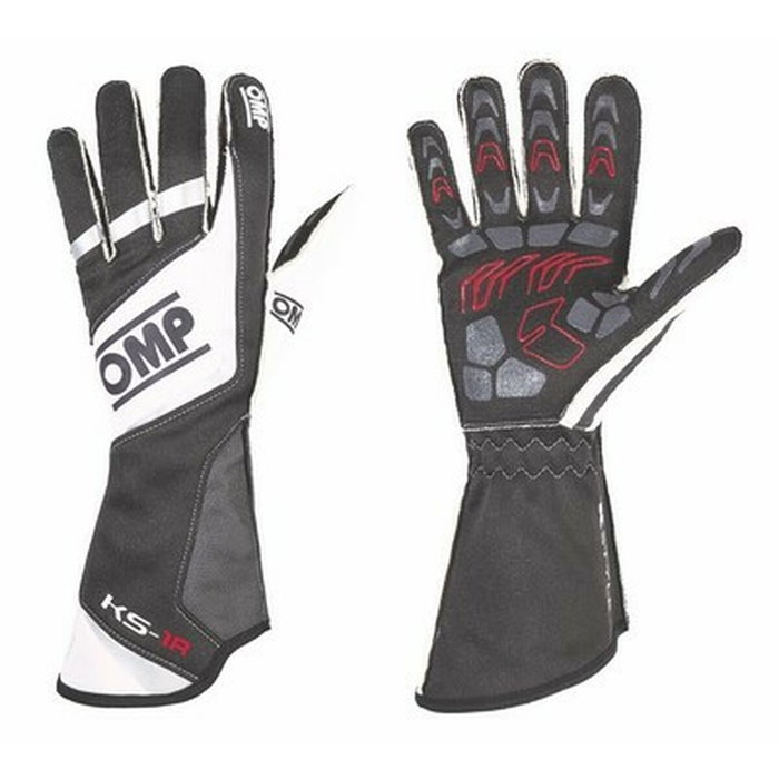 Omp Gants KS-1R Noir/Blanc/Argent Taille L