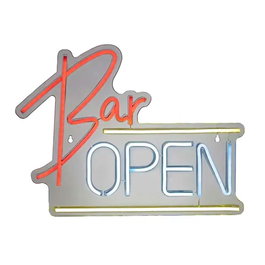 Lumineo Enseigne lumineuse LED BAR OPEN Multicolore 220 LED Plastique USB-C 40x30 cm Décoration intérieure