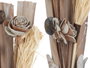 Giftdecor Ramillete de Fleurs en Osier Gris Naturel Rose Orange 15x35x5cm (Set de 48)