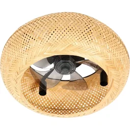 Farelek Ventilateur Plafonnier Canisséa Ø50 cm avec Structure en Canissé et Douille 4xE27, pour Ambiance Naturelle et Chaleureuse