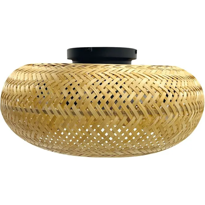 Farelek Ventilateur Plafonnier Canisséa Ø50 cm avec Structure en Canissé et Douille 4xE27, pour Ambiance Naturelle et Chaleureuse