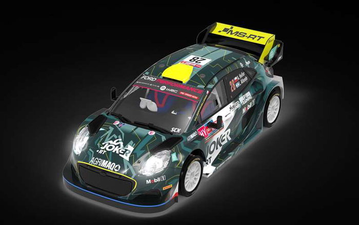 Scalextric Ford Puma WRC Joker avec phares lumineux, voiture slot racing 19x9x10 cm