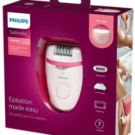 Philips Epilateur électrique BRE285/00 Satinelle - 2 vitesses, disques doux, tête lavable, 7 accessoires