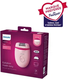 Philips Epilateur électrique BRE285/00 Satinelle - 2 vitesses, disques doux, tête lavable, 7 accessoires