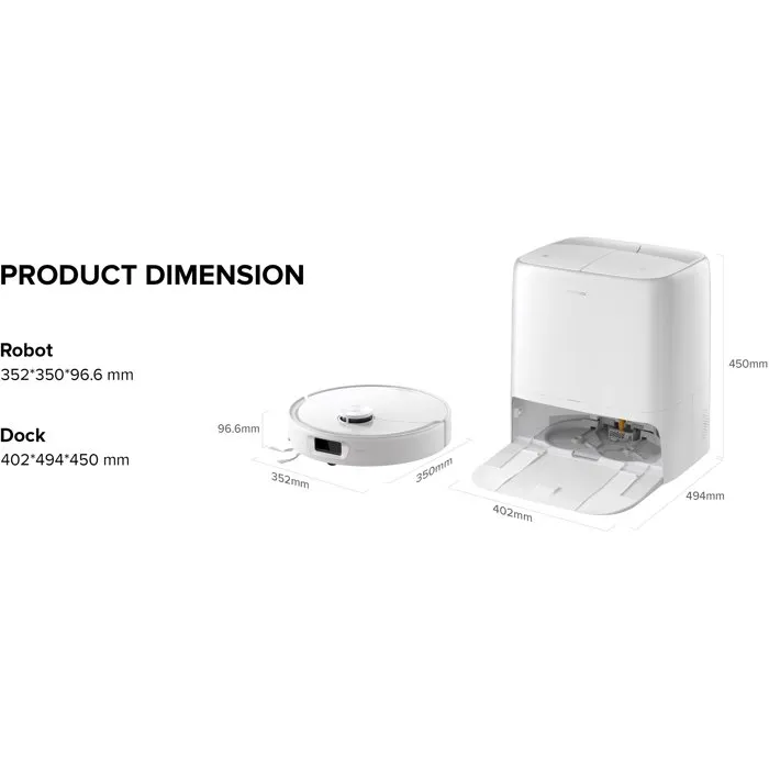 Roborock Qrevo 2 ProX - Robot aspirateur laveur avec aspiration 25 000 Pa et station multifonction