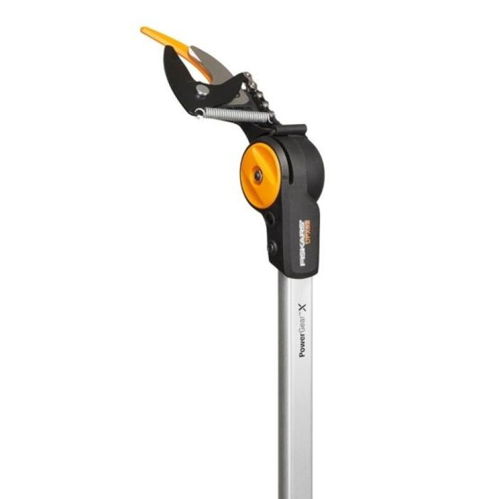 Fiskars UPX82 Ébrancheur sur perche PowerGear avec effet de levier, 165 cm, couleur noir argenté, réf. 1023625