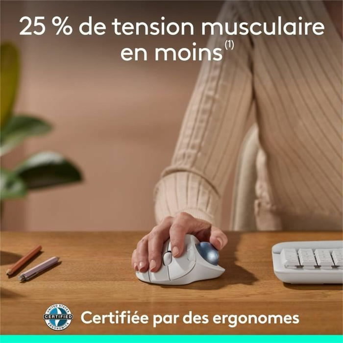 Logitech Ergo M575s - Souris trackball sans fil - Blanc cassé