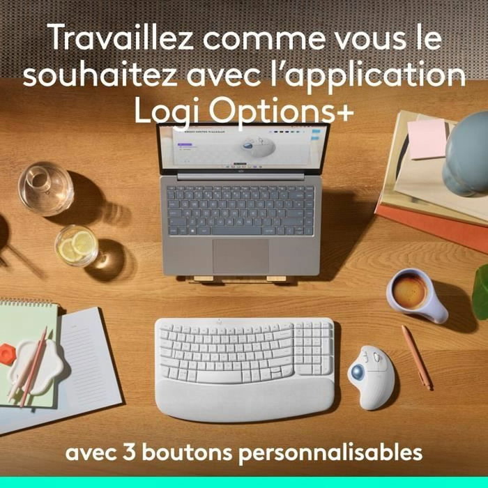 Logitech Ergo M575s - Souris trackball sans fil - Blanc cassé