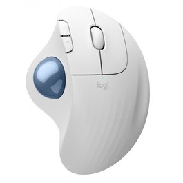 Logitech ERGO M575S Souris sans fil ergonomique avec trackball, Bluetooth et USB, blanche