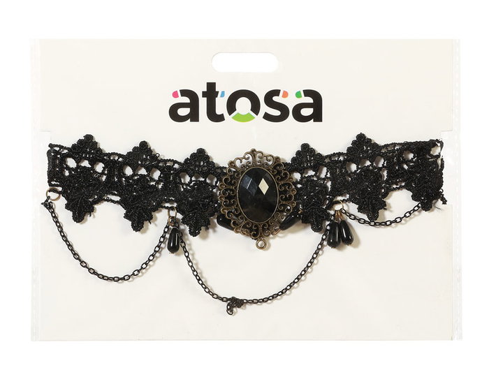 Collier noir avec chauves-souris et cœurs rouges pour déguisement de vampire