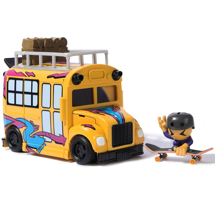 Spin Master Tech Deck Sk8 Crew Playset Autobus Ultra Sk8 6071034 - Autobus transformable en parc de skate miniature avec 3 rampes et figurine