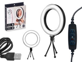 Arte Regal Anneau Lumière LED avec Télécommande 15.5x28x5 cm Plastique Métal Noir Clavier 2 m (Set de 12)