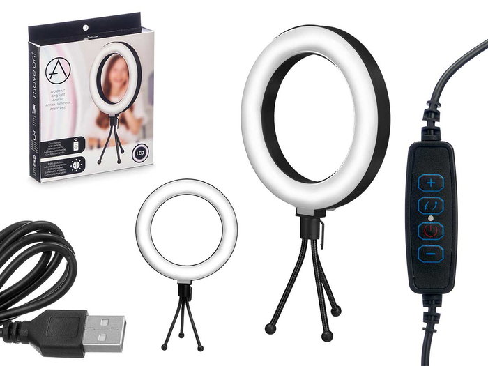 Arte Regal Anneau Lumière LED avec Télécommande 15.5x28x5 cm Plastique Métal Noir Clavier 2 m (Set de 12) Arte Regal Anneau Lumière LED avec Télécommande 15.5x28x5 cm Plastique Métal Noir Clavier 2 m (Set de 12)