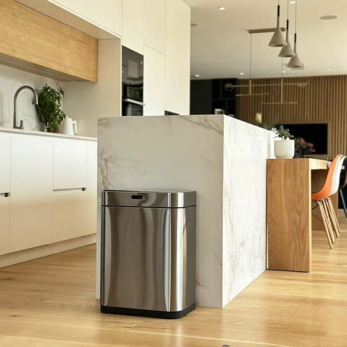 Kitchen Move Poubelle Automatique UPPER 60 L Inox Argent Kitchen Move Poubelle Automatique UPPER 60 L Inox Argent