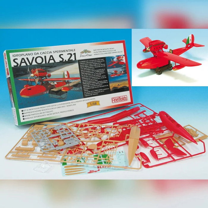 STUDIO GHIBLI Maquette Model Kit Savoia S.21 Seaplane + Figurine Porco - Porco Rosso