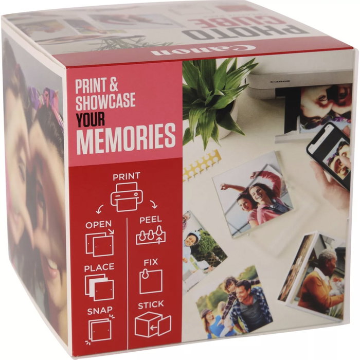 Canon PP-201 Creative Pack avec Cube de Souvenirs, Cadre Magnétique et 40 Feuilles de Papier Photo Rose et Blanc