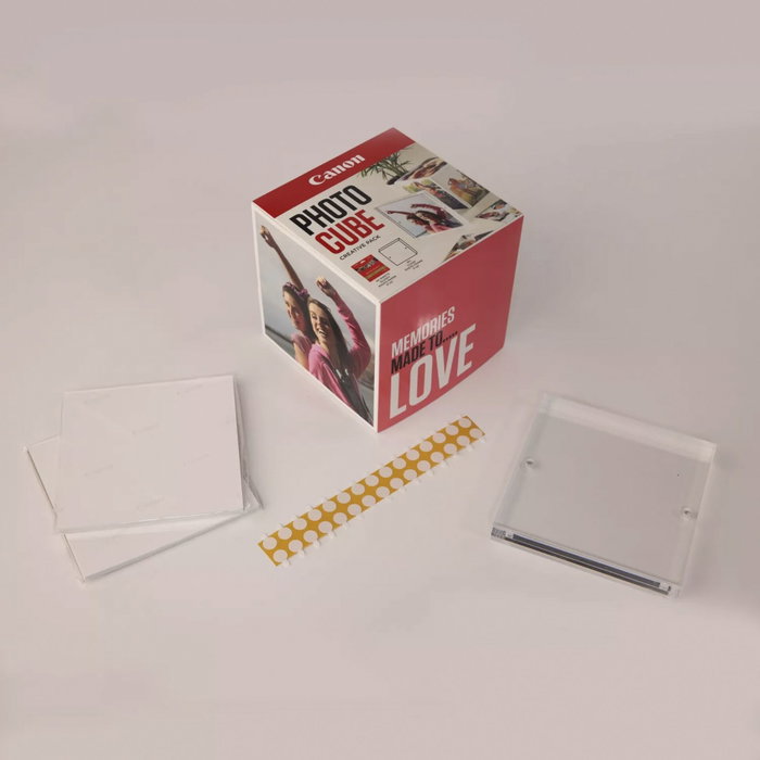 Canon PP-201 Creative Pack avec Cube de Souvenirs, Cadre Magnétique et 40 Feuilles de Papier Photo Rose et Blanc