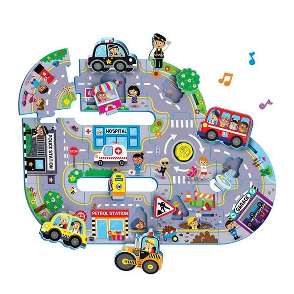 Reig Puzzle avec sons ville occupée - Jeu éducatif et musical pour enfant à partir de 2 ans (7 pièces, fonctionne avec piles)