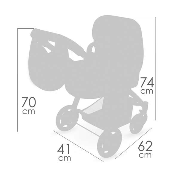 Decuevas Coche Tulipe 3-en-1 Pliable pour Poupée avec Sac - Dimensions 41x62x70 cm - Pour poupées jusqu'à 48 cm
