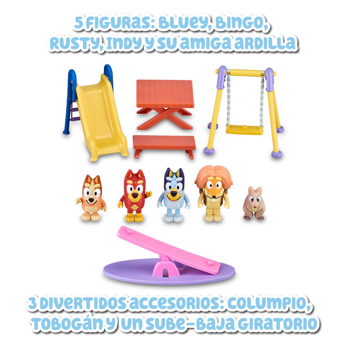 Moose Playset Bluey avec 5 Figurines et Accessoires de Parc