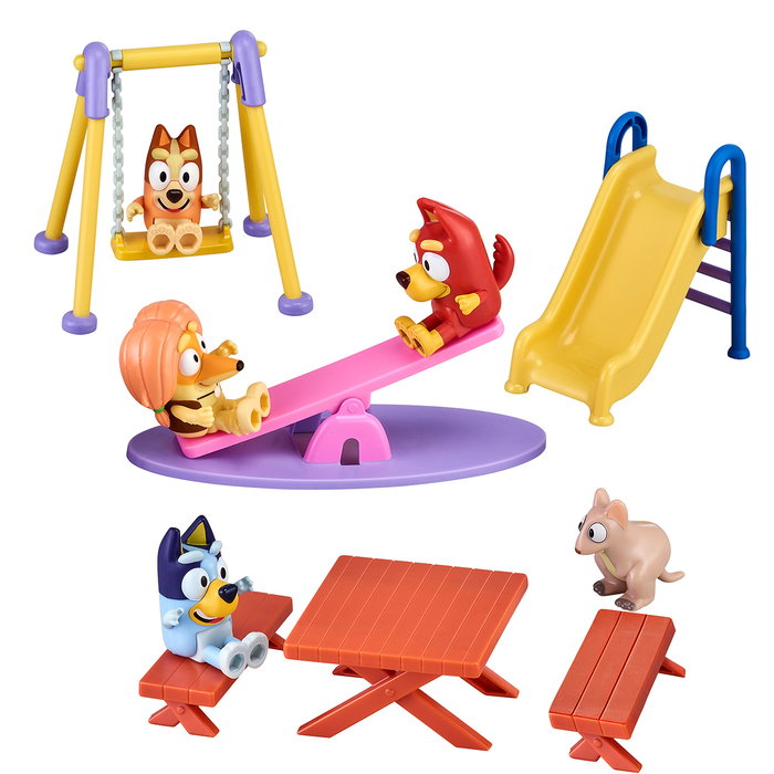 Moose Playset Bluey avec 5 Figurines et Accessoires de Parc