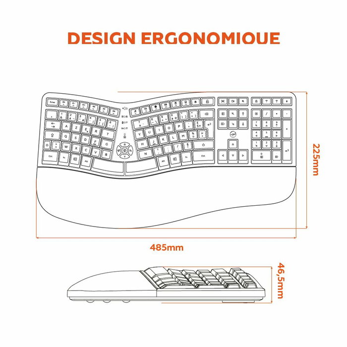 Mobility Lab ERGO K30W Clavier Ergonomique AZERTY Noir