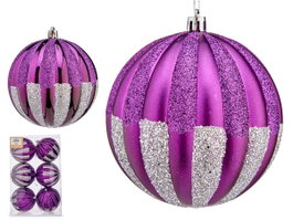 Krist+ Lot de 6 boules de Noël violet 10 cm en plastique PVC (Set de 6)