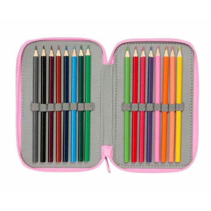 Pochette à crayons triple Frozen Bleu 12,5 x 19,5 x 5,5 cm 37 Pièces