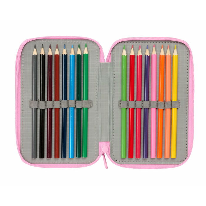 Pochette à crayons triple Frozen Bleu 12,5 x 19,5 x 5,5 cm 37 Pièces