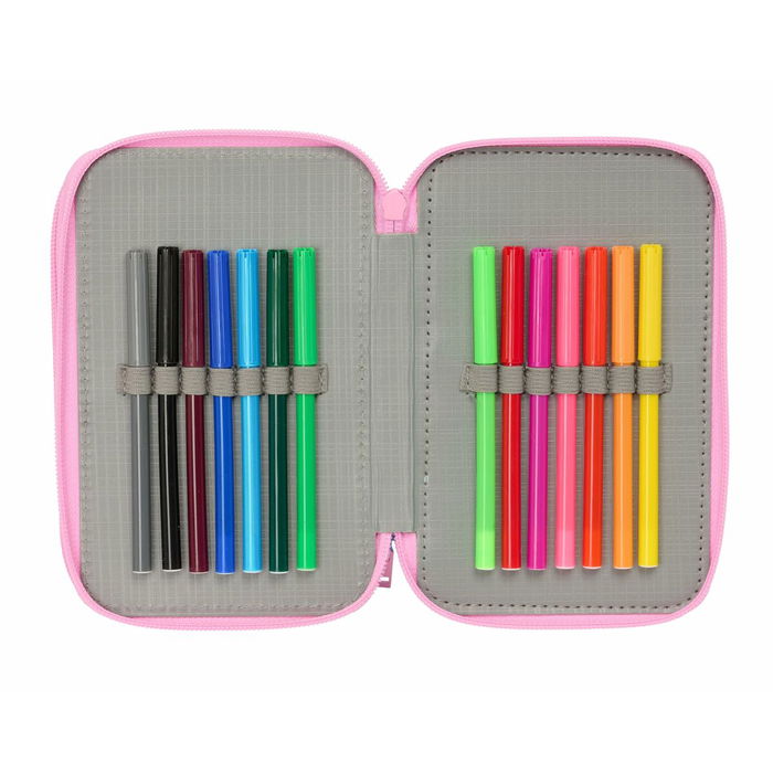 Pochette à crayons triple Frozen Bleu 12,5 x 19,5 x 5,5 cm 37 Pièces