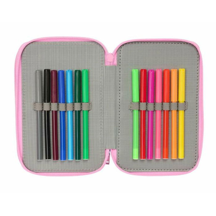 Pochette à crayons triple Frozen Bleu 12,5 x 19,5 x 5,5 cm 37 Pièces