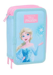 Safta Plumier Triple 37 Pièces Frozen 12.5x19.5x5.5 cm - Plumier d'école avec 37 accessoires - Âge minimum 3 ans